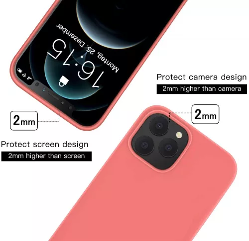 Husa Apple iPhone 13 Pro Max, Luxury Silicone, catifea in interior, roz pal