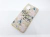 Husa Flowers Glitter pentru Samsung Galaxy S20, cu mesaj, aurie