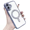 Husa Apple iPhone 16, Electroplating Bling Magsafe, protectie camera, margini albastre