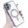 Husa Apple iPhone 16, Electroplating Bling Magsafe, protectie camera, margini albastre