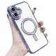 Husa Apple iPhone 16, Electroplating Bling Magsafe, protectie camera, margini albastre