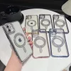 Husa Apple iPhone 16, Electroplating Bling Magsafe, protectie camera, margini albastre