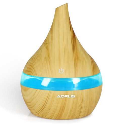 Umidificator aer,  difuzor aromaterapie AORLIS AO-50113, lumini RGB, alimentare USB, maro deschis