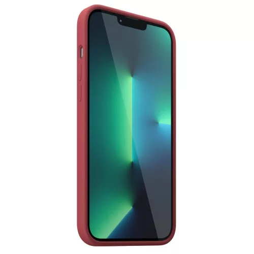Husa Apple iPhone 13, Luxury Silicone, catifea in interior, rosu burgundy
