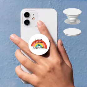   Suport telefon mobil tip popsocket, logo Lucas Roblox si Ana Maria, alb