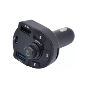   Modulator FM Bluetooth R2, incarcator auto 2 porturi USB + 1 port PD, 5V/3.1A, ecran LED, negru