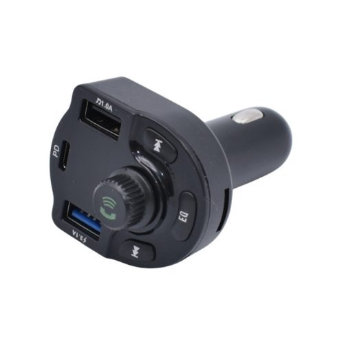 Modulator FM Bluetooth R2, incarcator auto 2 porturi USB + 1 port PD, 5V/3.1A, ecran LED, negru