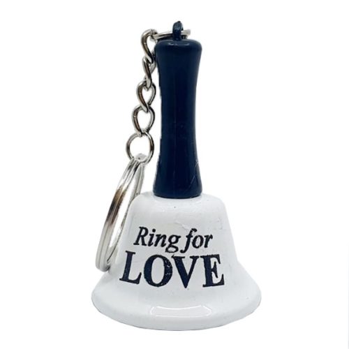Breloc clopotel metalic, "Ring for love", alb