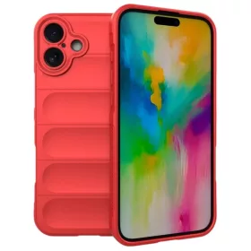   Husa Apple iPhone 16 Plus, Wave Silicone, protectie camera, catifea in interior, pure red