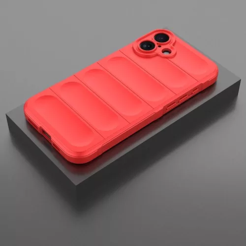Husa Apple iPhone 16 Plus, Wave Silicone, protectie camera, catifea in interior, pure red