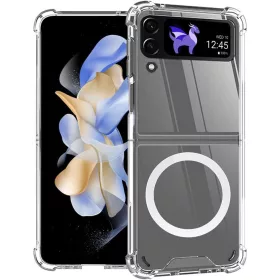   Husa protectie Samsung Galaxy Z Flip4, compatibila MagSafe, hybrid PC + TPU, transparenta