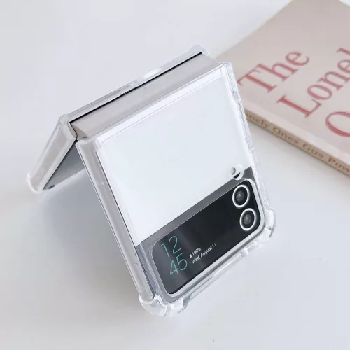 Husa protectie Samsung Galaxy Z Flip4, compatibila MagSafe, hybrid PC + TPU, transparenta