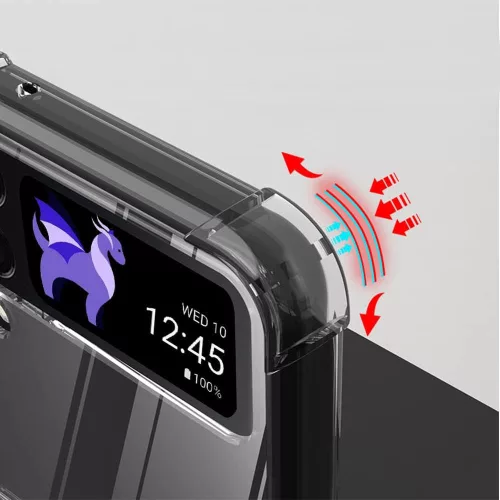 Husa protectie Samsung Galaxy Z Flip4, compatibila MagSafe, hybrid PC + TPU, transparenta