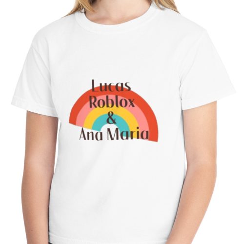 Tricou personalizat alb, copii/adulti, design logo Ana si Lucas, modal, diverse marimi
