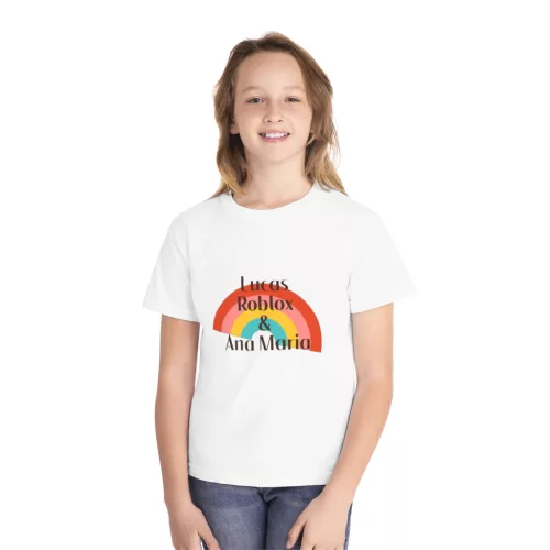 Tricou personalizat alb, copii/adulti, design logo Ana si Lucas, modal, diverse marimi