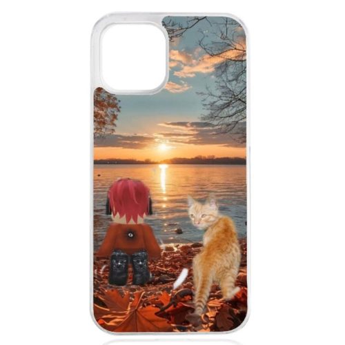 Husa iPhone 14 Pro, model Lucas Roblox si pisica, TPU flexibil, margini transparente