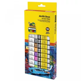   Acuarele tempera acrilice, 12 culori in tub, 12ml, Nova Color