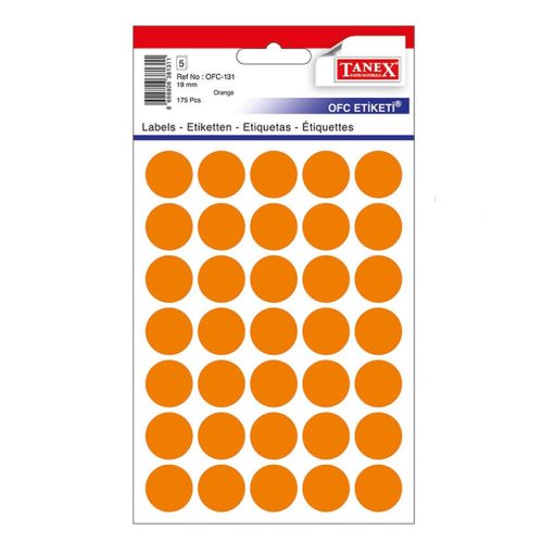 Etichete rotunde autoadezive 19 mm, 175 buc., portocalii