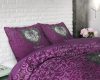 Lenjerie pat Sleeptime Romance Heart Purple, bumbac amestec, husa 140 x 220 cm, 1 fata perna 60 x 70 cm
