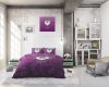 Lenjerie pat Sleeptime Romance Heart Purple, bumbac amestec, husa 140 x 220 cm, 1 fata perna 60 x 70 cm