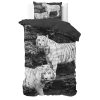 Lenjerie pat Dreamhouse Tigers Grey, bumbac 100%, husa 140 x 220 cm, 1 fata perna 60 x 70 cm