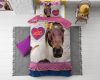 Lenjerie pat Dreamhouse Love Horse Pink, bumbac 100%, husa 135 x 200 cm, 1 fata perna 80 x 80 cm