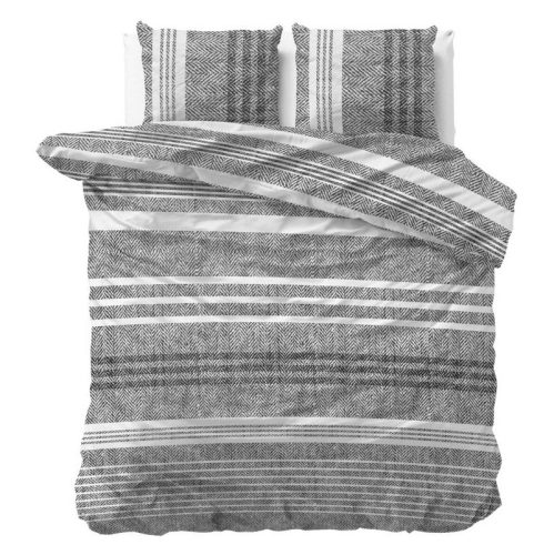 Lenjerie pat Sleeptime Caden Grey, bumbac amestec, husa 240 x 220 cm, 2 fete perna 60 x 70 cm