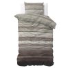Lenjerie pat Sleeptime Marcus Taupe, bumbac mixt tip flannel, husa 135 x 200 cm, 1 fata perna 80 x 80 cm
