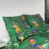 Lenjerie pat Sleeptime Botanic Parrot Green, bumbac amestec, husa 240 x 220 cm, 2 fete perna 60 x 70 cm