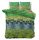 Lenjerie pat Sleeptime Asian Forest Green, bumbac amestec, husa 240 x 220 cm, 2 fete perna 60 x 70 cm