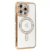 Husa Apple iPhone 16, Electroplating Bling Magsafe, protectie camera, margini aurii