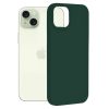 Husa Apple iPhone 15, Luxury Silicone, catifea in interior, verde inchis