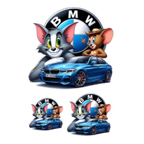 Stickere cu Tom&Jerry BMW M, Vinyl / PP autoadeziva Glossy, 3 bucati