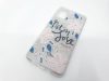 Husa Flowers Glitter pentru Samsung Galaxy A6 Plus 2018, cu mesaj, argintie