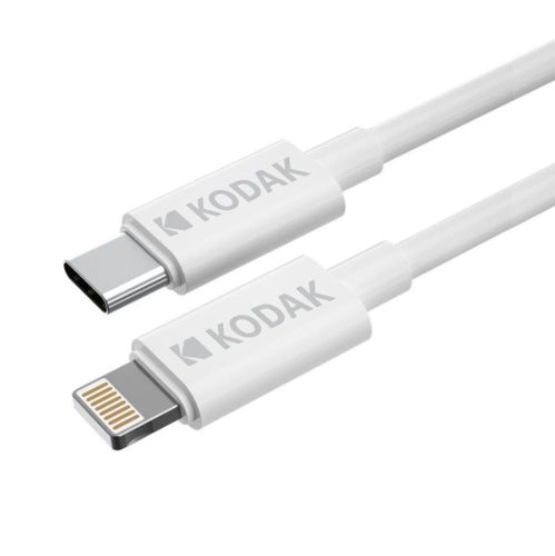 Cablu de date si incarcare KODAK, Type-C to Lightning, 1 metru, 2A/10W/5V, alb