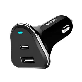   Incarcator auto KODAK, dual port USB-A + PD/USB-C, 3A, fast charge, negru