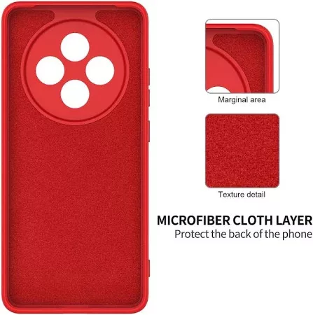 Husa protectie Oppo Reno 12F 5G, Luxury Silicone, catifea in interior, protectie camere, rosie