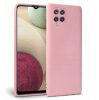Husa Samsung Galaxy A12 Luxury Silicone, catifea in interior, protectie camere, roz deschis