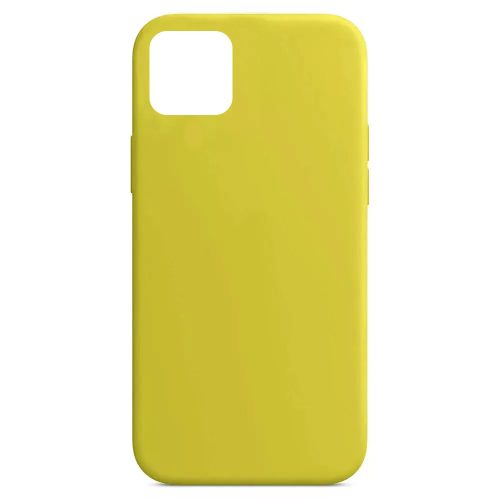 Husa Apple iPhone 13 Mini Luxury Silicone, catifea in interior, galben