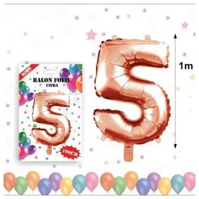 Balon din folie metalizata, 100 cm, rose gold, cifra 5