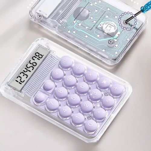 Mini calculator de birou Karuida KK-506,  8 caractere, carcasa transparenta, butoane negre