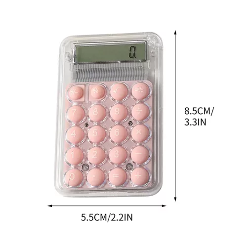 Mini calculator de birou Karuida KK-506,  8 caractere, carcasa transparenta, butoane roz
