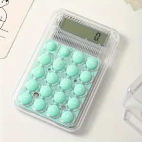   Mini calculator de birou Karuida KK-506,  8 caractere, carcasa transparenta, butoane verzi