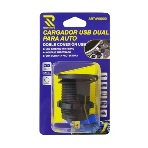 Încărcător Auto 12V/24V - 2.1A, 2 porturi USB, montaj Îngropat + Capac Protecție, pentru Mașină, Camion, Barcă