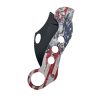 Briceag tatic 23351-9, metalic, pliabil, lama curbata, tip karambit, maner alb/rosu