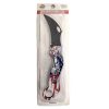 Briceag tatic 23351-9, metalic, pliabil, lama curbata, tip karambit, maner alb/rosu