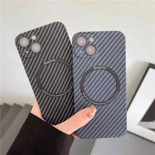 Husa Apple iPhone 14 Plus (14+), iPefet Carbon, textura kevlar, Magsafe, neagra