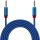 Cablu audio auxiliar / AUX / jack 3.5 mm, 2 metri, material textil impletit, capete metalice, albastru
