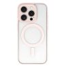 Husa Apple iPhone 15, Magsafe Colorful, spate transparent acryl, margini TPU roz