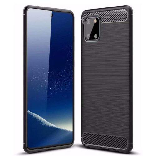 Husa de protectie Carbon Stripe pentru Samsung Galaxy S10 Lite, silicon moale, negru